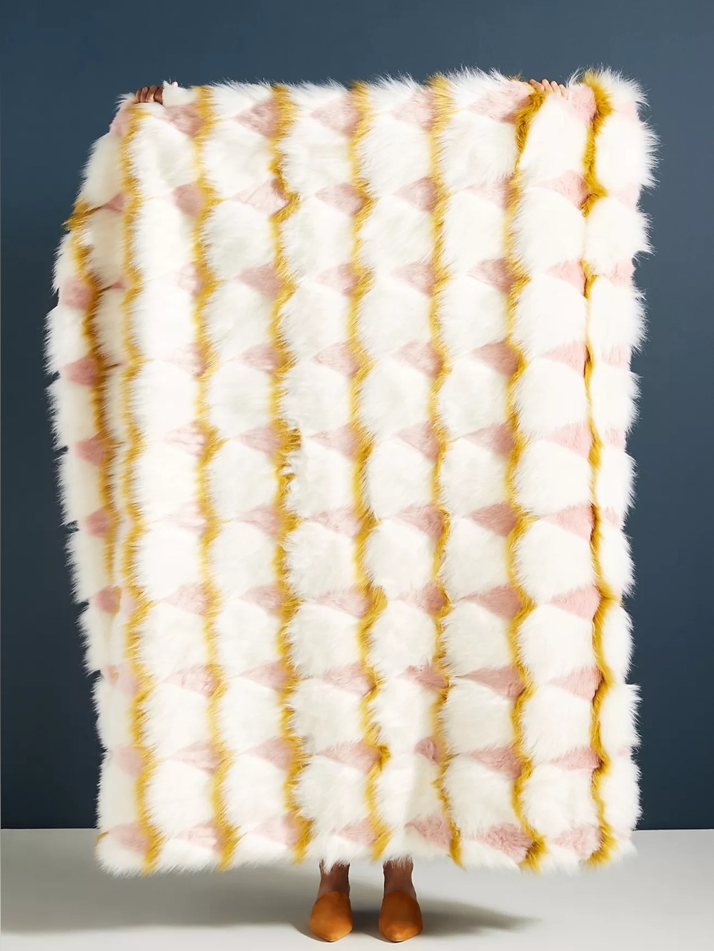 ANTHROPOLOGIE Coren Faux Fur Throw Blanket